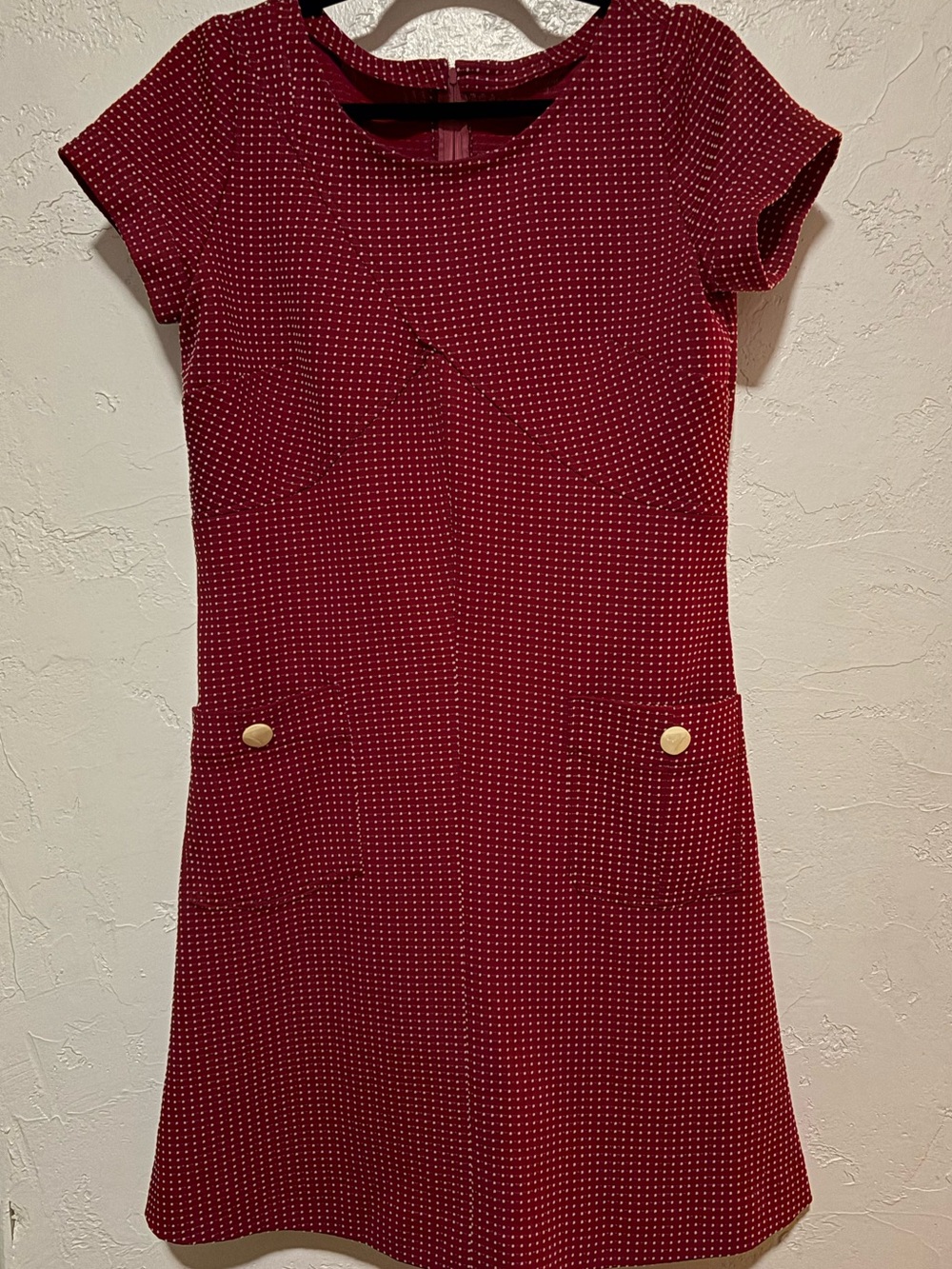 Vintage-Inspired Burgundy Polka Dot Dress • Handmade? • Approx. L / 12 ❤️